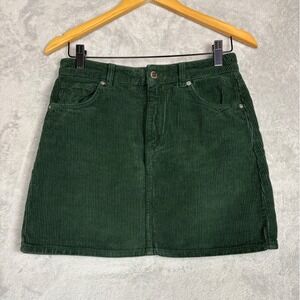 ✨ 2/$35 Topshop Green Corduroy A-Line Mini Skirt 6 Holiday‎ Party Casual Y2K